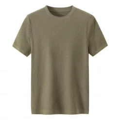 Clearance OUKU Men's Silk Linen Cotton Crew Neck Knit T Shirt School Training Twisted Clothing Apparel Knitwear Vacation Vintage Neutral