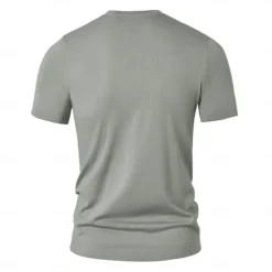 Best OUKU Men's Silk Linen Cotton T Shirt Line Texture Crew Neck School Short Sleeve Crewneck Clothing Apparel Knitwear Vacation Vintage Neutral