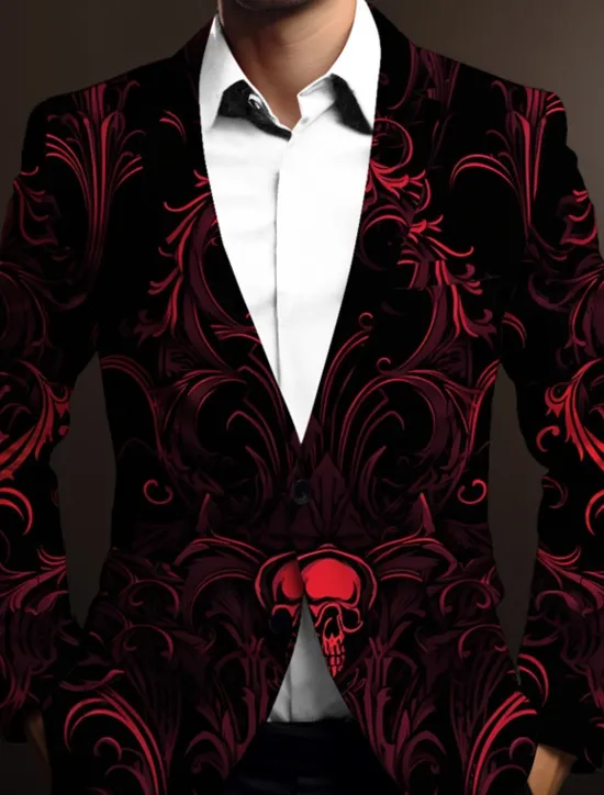 Clearance OUKU Men's Skeleton Long Sleeve Turndown Business Gothic Work Wear to work Going out Buttons Print Multi Pocket
