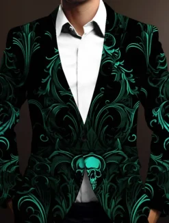 Clearance OUKU Men's Skeleton Long Sleeve Turndown Business Gothic Work Wear to work Going out Buttons Print Multi Pocket