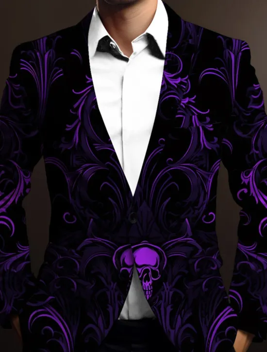 Clearance OUKU Men's Skeleton Long Sleeve Turndown Business Gothic Work Wear to work Going out Buttons Print Multi Pocket