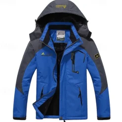 Best OUKU Men's Ski Jacket Gorpcore Softshell Fleece Jacket Waterproof Rain Jacket Winter Outdoor Thermal Warm Windproof Windbreaker Trench Coat Top Outerwear Skiing Camping Hiking Casual Denim Blue Red Green