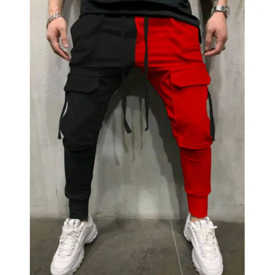 Best OUKU Men's Skinny Joggers Tapered pants Trousers Casual Pants Patchwork Drawstring Elastic Waist Solid Colored Sports Full Length Casual Daily Streetwear Sports Chino Slim Black-White White & Blue