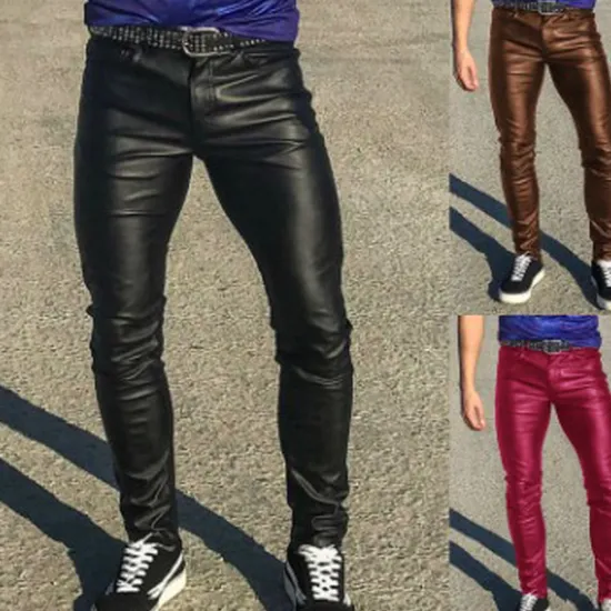 Online OUKU Men's Skinny Trousers Casual Pants Solid Color Comfort Breathable Full Length Daily Going out Streetwear Fashion Stylish Black White Micro-elastic