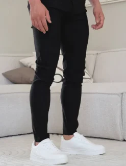 New OUKU Men's Skinny Trousers Chinos Buttons Pocket Plain Comfort Formal Work Daily Fashion Classic Style Black Khaki Micro-elastic
