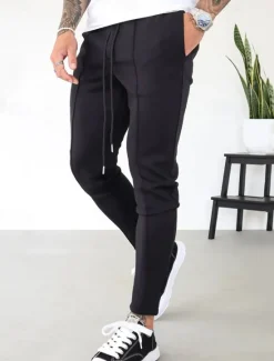OUKU Men's Skinny Trousers Chinos Pocket Drawstring Elastic Waist Solid Color Comfort Formal Work Daily Fashion Classic Style Black Dark Blue Micro-elastic