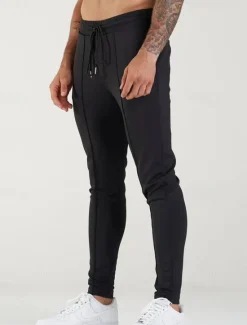 OUKU Men's Skinny Trousers Chinos Pocket Drawstring Elastic Waist Solid Color Comfort Formal Work Daily Fashion Classic Style Black Dark Blue Micro-elastic