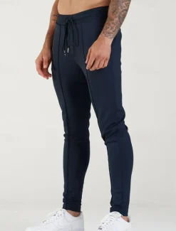 OUKU Men's Skinny Trousers Chinos Pocket Drawstring Elastic Waist Solid Color Comfort Formal Work Daily Fashion Classic Style Black Dark Blue Micro-elastic