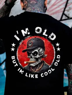 OUKU Men's Skull Funny T Shirt 100% Cotton Short Sleeve Graphic Shirt Black White Comfortable Tee Vacation Street Fashion Designer Clothing