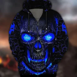 Sale OUKU Men's Skull Graphic Prints Hoodie Hoodies Sweatshirt Streetwear Basic Long Sleeve Hooded Sports & Outdoor Daily Sports Black Red Zipper Print Spring & Fall Designer