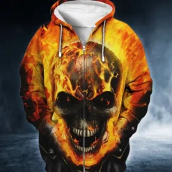 Clearance OUKU Men's Skull Graphic Prints Hoodie Hoodies Sweatshirt Streetwear Designer Long Sleeve Hooded Sports & Outdoor Daily Sports Pink Blue Zipper Print Spring & Fall Designer