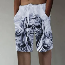 Clearance OUKU Men's Skull Graphic Prints Shorts Summer Shorts Beach Shorts Mid Waist Designer Stylish Casual / Sporty Sports Outdoor Daily Elastic Waist Straight Leg Designer Clothing Apparel