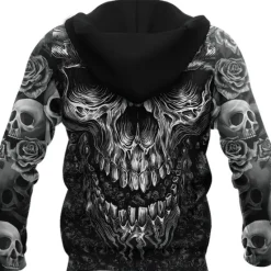 Best OUKU Men's Skull Graphic Prints Hoodie Hoodies Sweatshirt Streetwear Designer Long Sleeve Hooded Daily Sports 1 2 Print Spring & Fall Designer