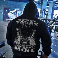 Online OUKU Men's Skull Graphic Prints Hoodie Hoodies Sweatshirt Streetwear Designer Long Sleeve Hooded Daily Sports Print Spring & Fall Designer Black