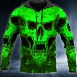 OUKU Men's Skull Graphic Prints Hoodie Hoodies Sweatshirt Streetwear Basic Long Sleeve Hooded Daily Sports Yellow Red Print Spring & Fall Designer