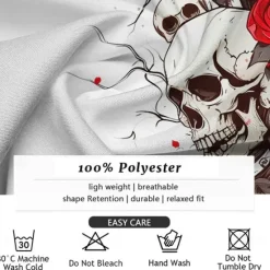 Discount OUKU Men's Skull Halloween Costumes Day of the Dead Button Up Shirt Long Sleeve Casual Dark Party Evening Wear Daily Fall Winter Spring & Summer Shirt Collar Button Up 3D Print Black White Blue Purple