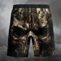 OUKU Men's Skull Halloween Costumes Swim Trunks Swim Shorts Board Shorts Mid Waist Fashion Streetwear Designer Casual Daily Holiday Pocket Elastic Waist 3D Print Designer Clothing Apparel Black