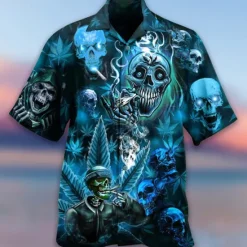 Sale OUKU Men's Skull Halloween Costumes Shirt Button Up Shirt Short Sleeve Fashion Designer Casual Casual Daily Beach Spring & Summer Turndown 3D Button-Down Yellow Blue Purple Green