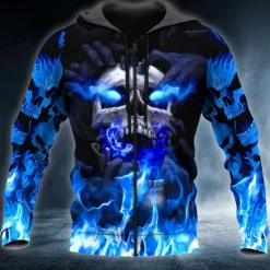 Clearance OUKU Men's Skull Novelty Skulls Hoodie Hoodies Sweatshirt Fashion Cool Long Sleeve Hooded Vacation Halloween Holiday Black Red Print Spring & Fall Designer