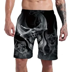 Online OUKU Men's Skull Print Swim Trunks Swim Shorts Board Shorts Mid Waist Casual Athleisure Daily Holiday Pocket Drawstring with Mesh lining Designer Clothing Apparel