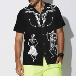Online OUKU Men's Skull Shirt Western Shirt Cowboy Shirt Short Sleeve Shirt Turndown Tropical Fashion Hawaiian Holiday Going out S M L Black