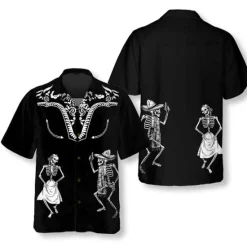 Online OUKU Men's Skull Shirt Western Shirt Cowboy Shirt Short Sleeve Shirt Turndown Tropical Fashion Hawaiian Holiday Going out S M L Black