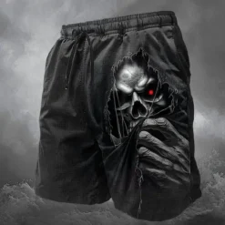 Discount OUKU Men's Skull Swimming Trunks Board Shorts Shorts Mid Waist Vintage Designer Punk & Gothic Casual Holiday Club Designer Clothing Apparel