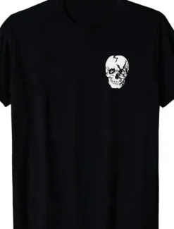 Discount OUKU Men's Skull T Shirt 100% Cotton Short Sleeve Graphic Shirt Black White Comfortable Tee Vacation Street Fashion Designer Clothing