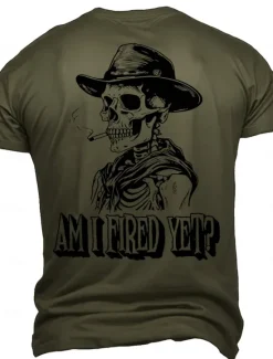 New OUKU Men's Skulls T Shirt Short Sleeve T shirt 3D Print Crew Neck Shirt Fashion Athleisure Street Sports Outdoor Summer Spring Clothing Apparel S M L XL XXL XXXL Dark Green