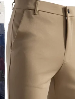 Clearance OUKU Men's Slacks Casual Pants Suit Pants Pocket Print Simple Solid Colored Waterproof Wearable Full Length Home Work Classic Casual / Sporty White gray Black Stretchy