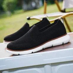 Best OUKU Men's Slip-On Knit Sneakers, Breathable Mesh Upper with Comfortable Fit, Casual Lightweight Shoes for Everyday and Outdoor Activities