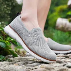 Best OUKU Men's Slip-On Knit Sneakers, Breathable Mesh Upper with Comfortable Fit, Casual Lightweight Shoes for Everyday and Outdoor Activities