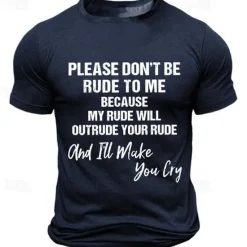 Online OUKU Men's Slogan T Shirt Tee Top Cotton Short Sleeve Graphic Shirt Black Dark Blue Dark Gray Comfortable Tee Sports Outdoor Holiday Fashion Designer Clothing