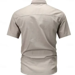 Outlet OUKU Men's Smile Face Work Shirt Western Shirt Cargo Shirt Short Sleeve Casual Tactical Going out Summer Spring Autumn Turndown Buttons Print Black Green Dark Blue Beige Gray