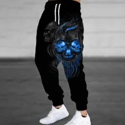 Outlet OUKU Men's Smoke Halloween Costumes Skulls Sweatpants Joggers Trousers Mid Waist Drawstring Elastic Waist Dark Gothic Style Jogging Streetwear Workout Athletic Sweatpants with Pockets Spring Fall 3D Print