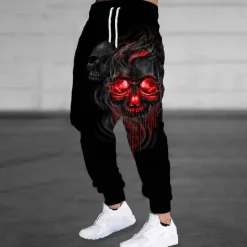 Outlet OUKU Men's Smoke Halloween Costumes Skulls Sweatpants Joggers Trousers Mid Waist Drawstring Elastic Waist Dark Gothic Style Jogging Streetwear Workout Athletic Sweatpants with Pockets Spring Fall 3D Print