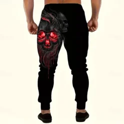 Outlet OUKU Men's Smoke Halloween Costumes Skulls Sweatpants Joggers Trousers Mid Waist Drawstring Elastic Waist Dark Gothic Style Jogging Streetwear Workout Athletic Sweatpants with Pockets Spring Fall 3D Print