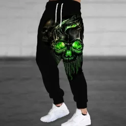 Outlet OUKU Men's Smoke Halloween Costumes Skulls Sweatpants Joggers Trousers Mid Waist Drawstring Elastic Waist Dark Gothic Style Jogging Streetwear Workout Athletic Sweatpants with Pockets Spring Fall 3D Print