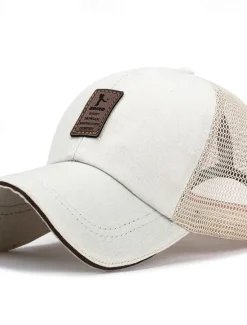 Outlet OUKU Men's Snapback Hat Baseball Cap Trucker Hat Mesh Cap Black White Polyester Mesh Back Travel Beach Outdoor Vacation Plain Adjustable Sunscreen Breathable Fashion