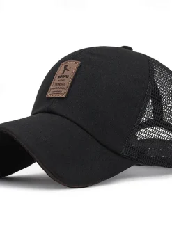 Outlet OUKU Men's Snapback Hat Baseball Cap Trucker Hat Mesh Cap Black White Polyester Mesh Back Travel Beach Outdoor Vacation Plain Adjustable Sunscreen Breathable Fashion