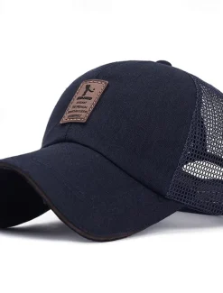 Outlet OUKU Men's Snapback Hat Baseball Cap Trucker Hat Mesh Cap Black White Polyester Mesh Back Travel Beach Outdoor Vacation Plain Adjustable Sunscreen Breathable Fashion