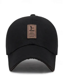 Outlet OUKU Men's Snapback Hat Baseball Cap Trucker Hat Mesh Cap Black White Polyester Mesh Back Travel Beach Outdoor Vacation Plain Adjustable Sunscreen Breathable Fashion