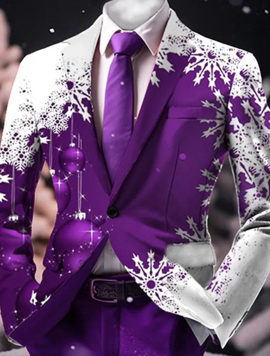Hot OUKU Men's Snowflake Long Sleeve Turndown Business Work Wear to work Going out Buttons Print Multi Pocket