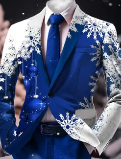 Hot OUKU Men's Snowflake Long Sleeve Turndown Business Work Wear to work Going out Buttons Print Multi Pocket