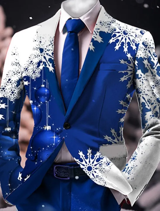 Hot OUKU Men's Snowflake Long Sleeve Turndown Business Work Wear to work Going out Buttons Print Multi Pocket