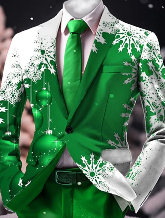 Hot OUKU Men's Snowflake Long Sleeve Turndown Business Work Wear to work Going out Buttons Print Multi Pocket