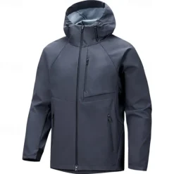 Online OUKU Men's Softshell Jacket Sport Coat Hiking Jacket Rain Jacket Sports Outdoor Camping & Hiking Waterproof Windbreaker Zipper Pocket Spring & Fall Solid Color Active Hooded Regular Black White Green