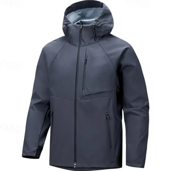 Online OUKU Men's Softshell Jacket Sport Coat Hiking Jacket Rain Jacket Sports Outdoor Camping & Hiking Waterproof Windbreaker Zipper Pocket Spring & Fall Solid Color Active Hooded Regular Black White Green