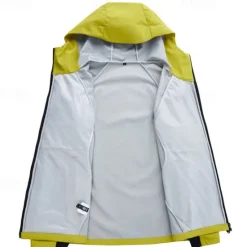 Online OUKU Men's Softshell Jacket Sport Coat Hiking Jacket Rain Jacket Sports Outdoor Camping & Hiking Waterproof Windbreaker Zipper Pocket Spring & Fall Solid Color Active Hooded Regular Black White Green