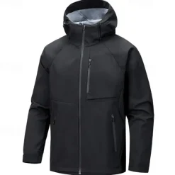Online OUKU Men's Softshell Jacket Sport Coat Hiking Jacket Rain Jacket Sports Outdoor Camping & Hiking Waterproof Windbreaker Zipper Pocket Spring & Fall Solid Color Active Hooded Regular Black White Green